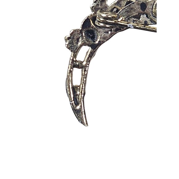 Vintage Brooch Gerry Weber Crescent Moon Pin Gold Tone Red Enamel Art Deco - Picture 4 of 8